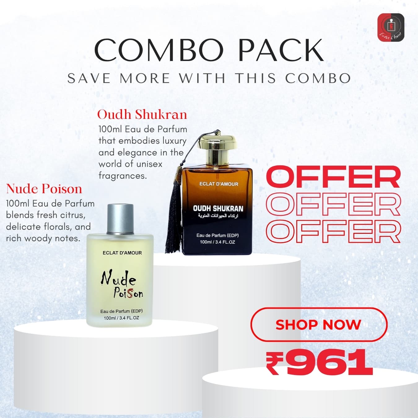 Nude Poison + Oudh Shukran (2 x 100ml) – Long‑Lasting Unisex