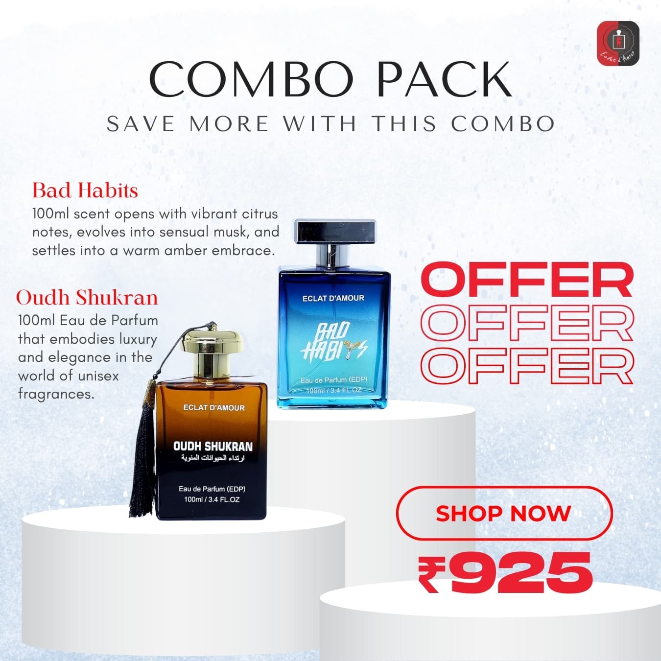 Oudh Shukran + Bad Habits (2 x 100ml) – Long‑Lasting Unisex